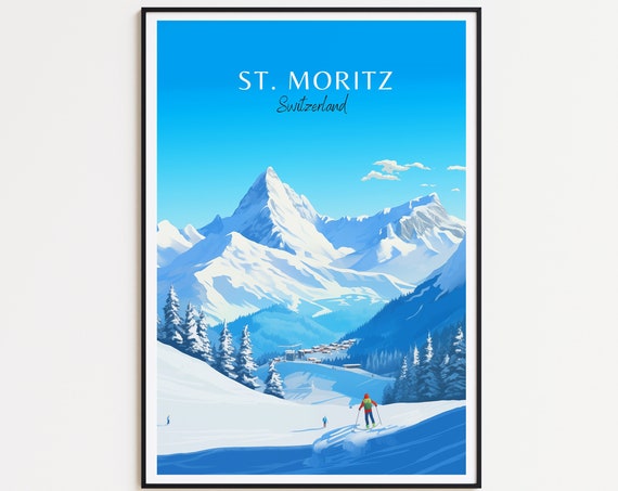 St Moritz Ski Poster Travel Poster Switzerland Wall Art For Home Decor The Perfect Gift And A Lasting Memory Art Print