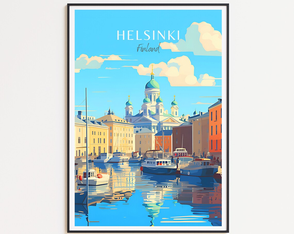Helsinki Travel Poster, Finland Wall Art Print