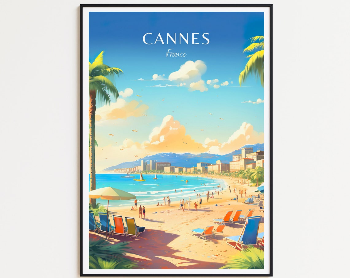 Cannes Travel Poster France Poster Cannes Vintage Poster Travel Poster Cannes Retro Poster Cannes Travel Gift Wall Art Print