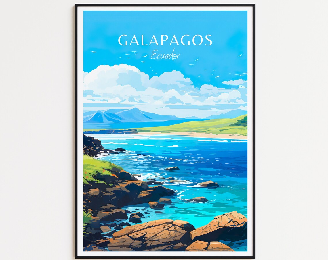 Galapagos Travel Poster, Ecuador Wall Art Print