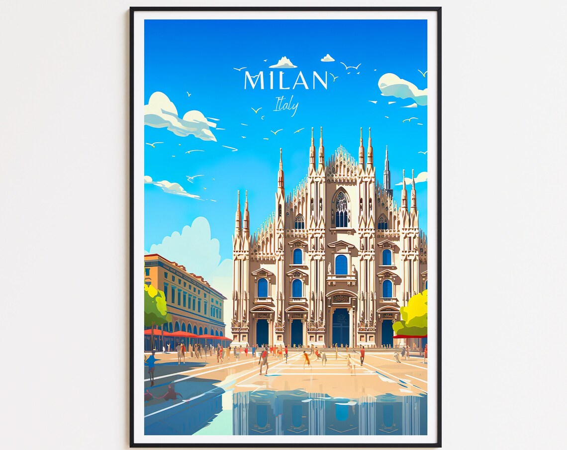 Milan Travel Poster, Italian Travel Poster Print