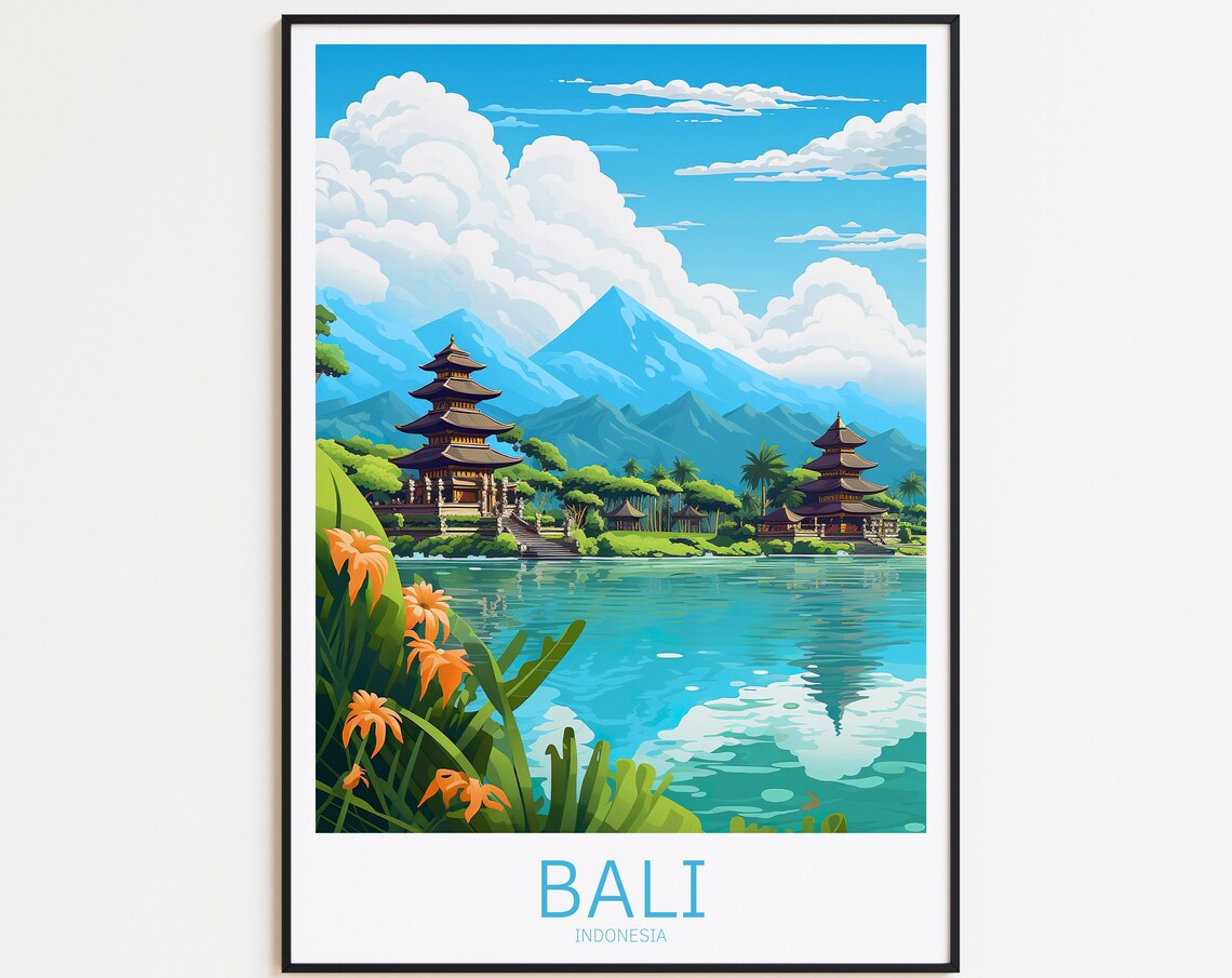 Bali Vintage Travel Poster, Ubud Canggu Poster