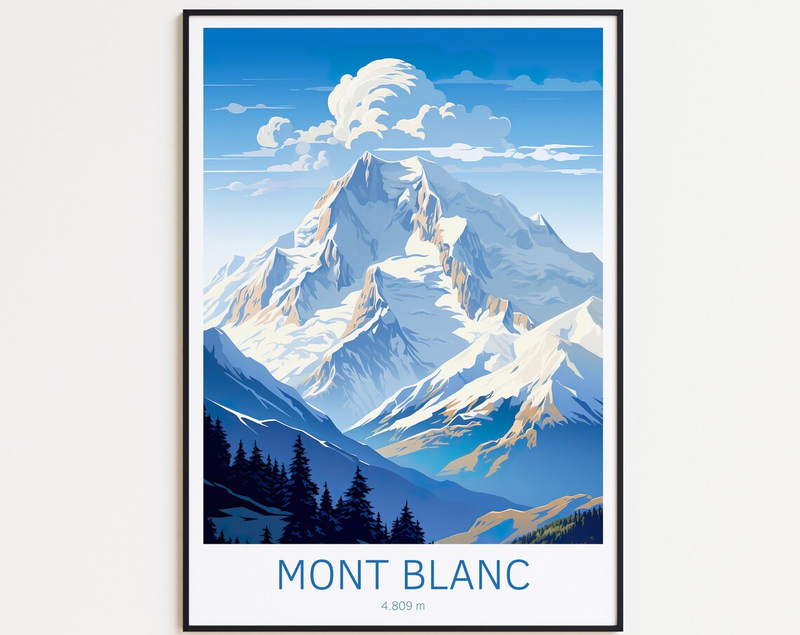 Mont Blanc Travel Poster, France Wall Art Print