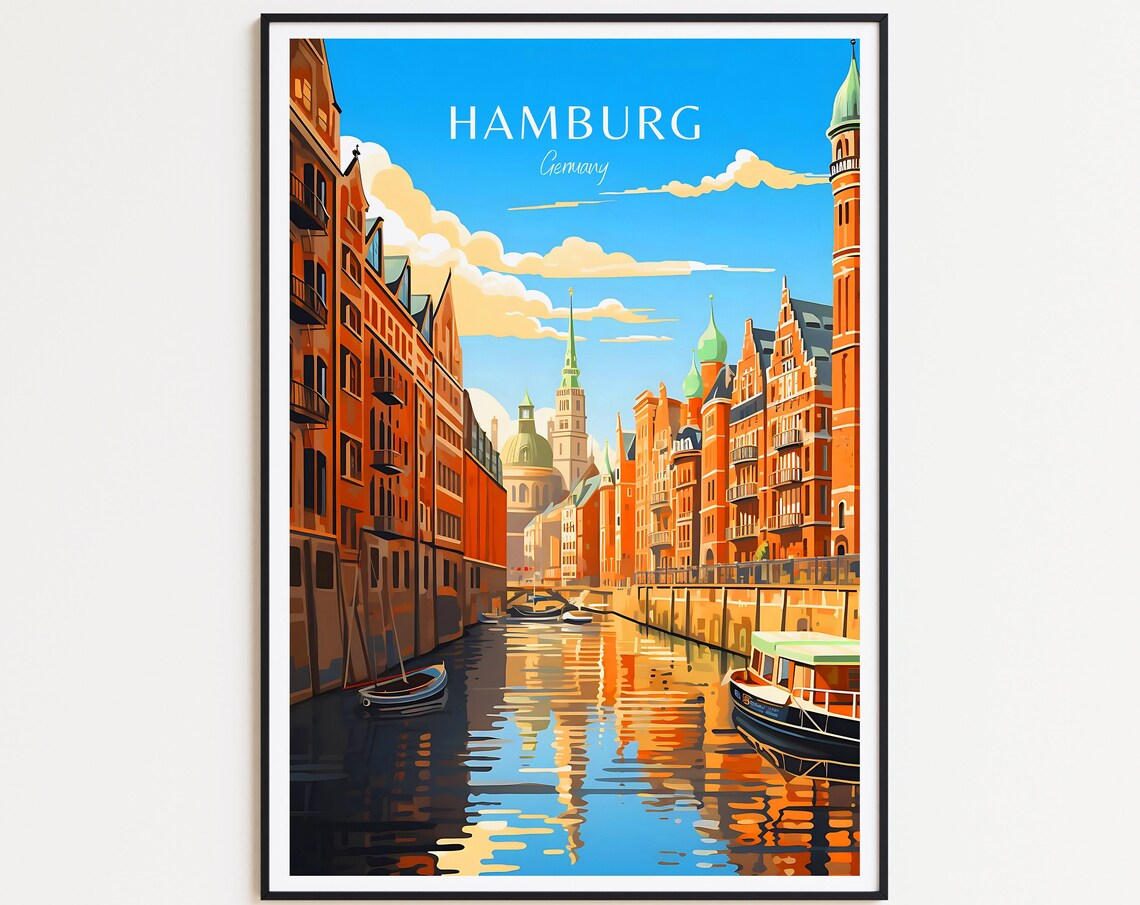 Hamburg Travel Poster For Home Decor Art Print