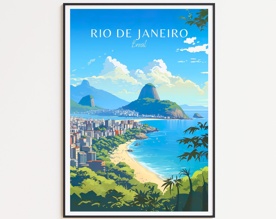 Rio de Janeiro Brasil Sugarloaf Mountain Beach Bay View Poster