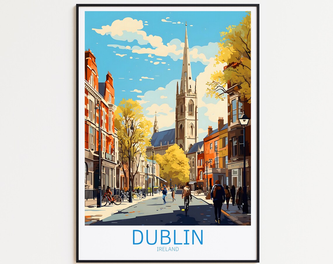 Dublin Vintage Travel Poster, Ireland Poster