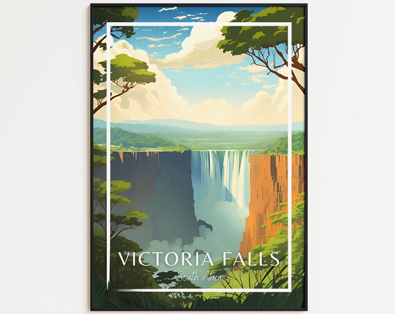 Victoria Falls Travel Poster South Africa Wall Art For Home Decor The Perfect Gift And A Lasting Memory Art Print