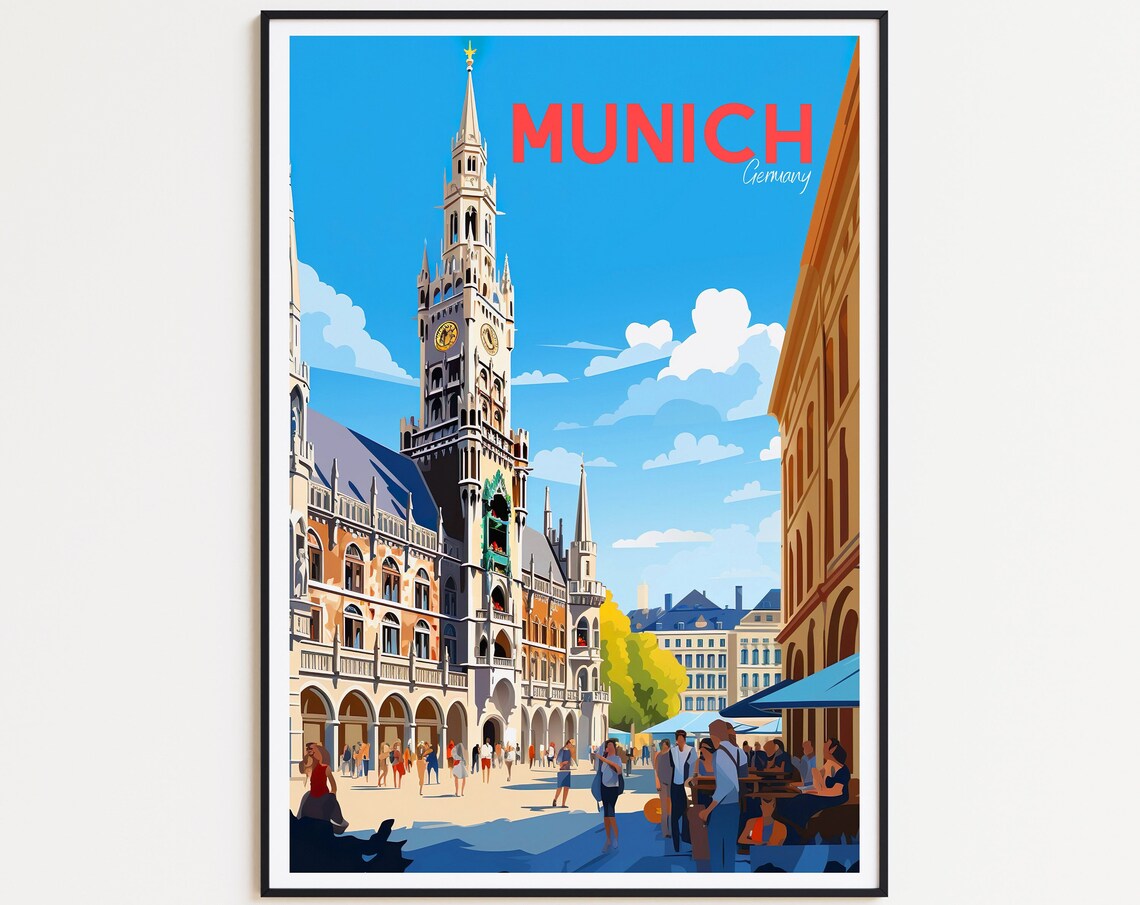 Munich Vintage Travel Poster, Bavaria Art Print