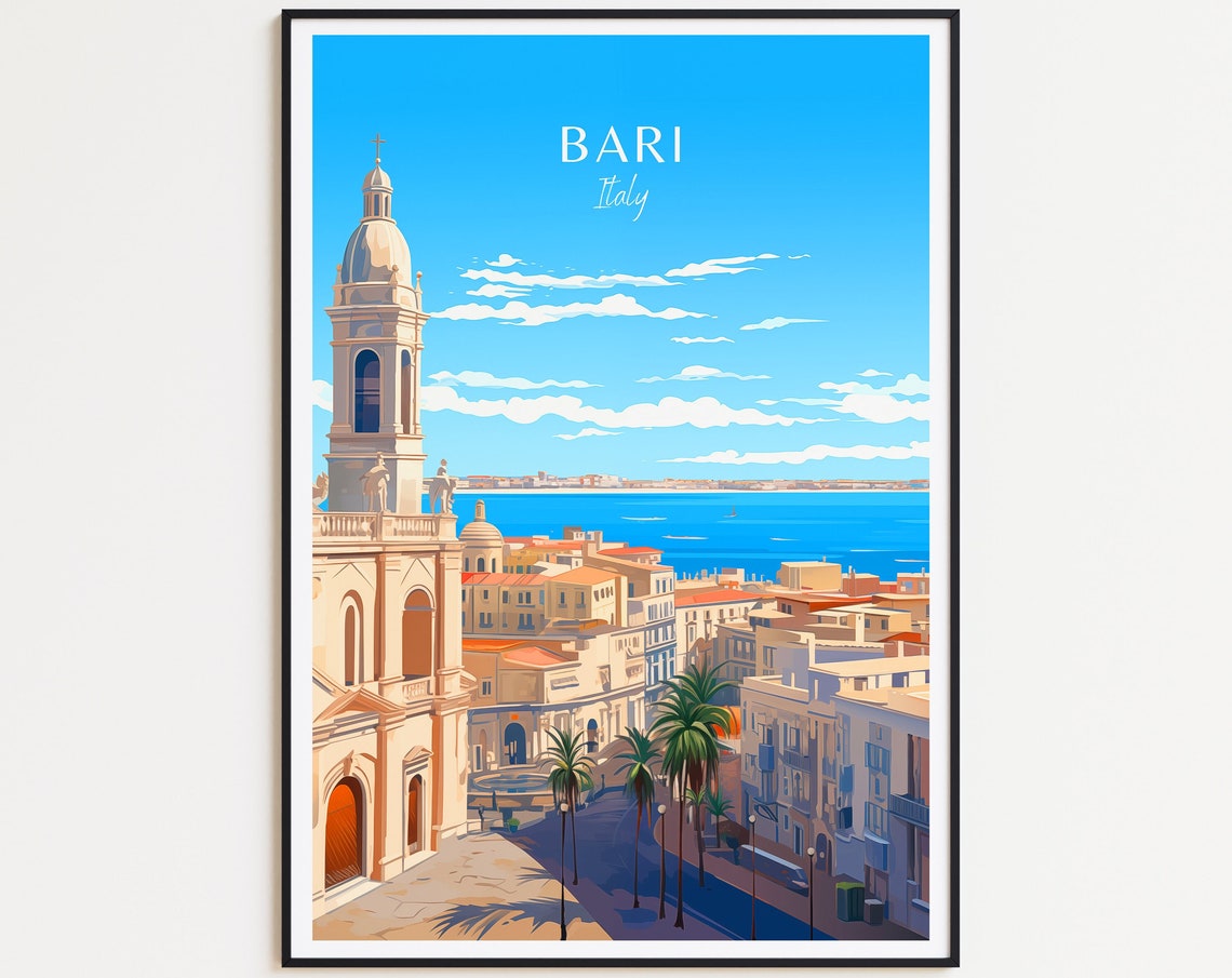 Bari Italy Old Town Bell Tower Adriatic Coast Travel Art Poster