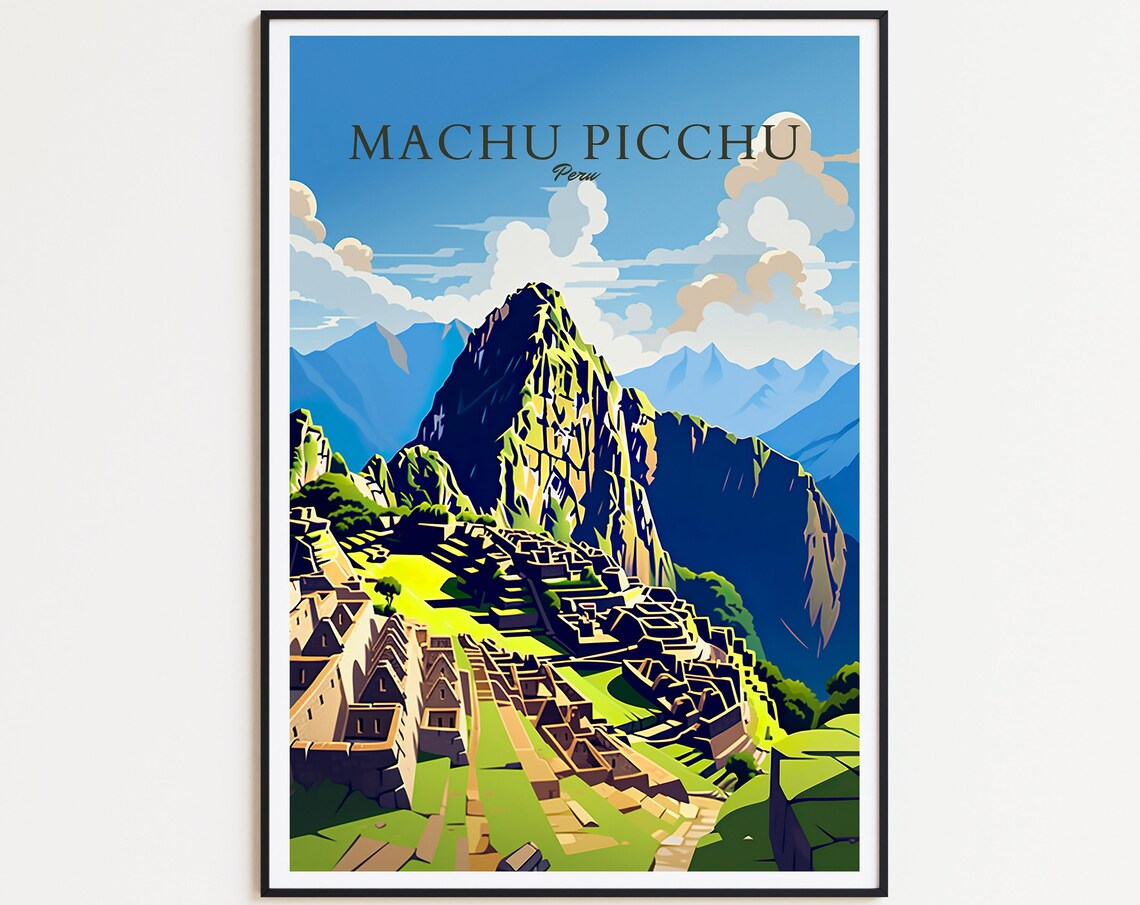 Machu Picchu Vintage Travel Poster, Peru Landscape