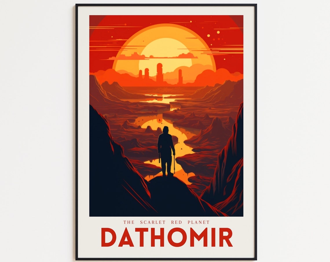 Star Wars Dathomir Scarlet Red Planet Canyon Night Sci Fi Poster