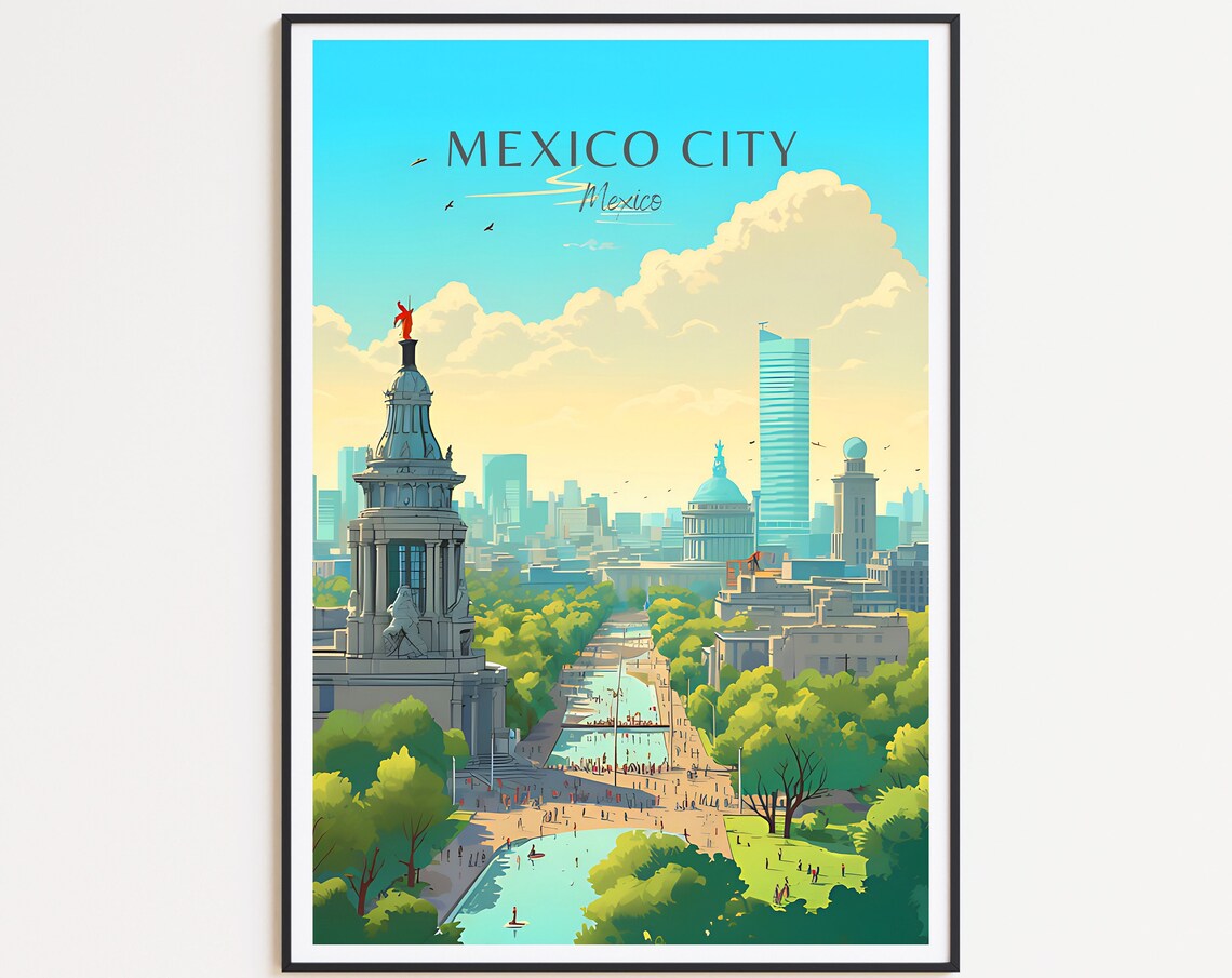 Mexico City Travel Poster, Mexico Wall Art Print