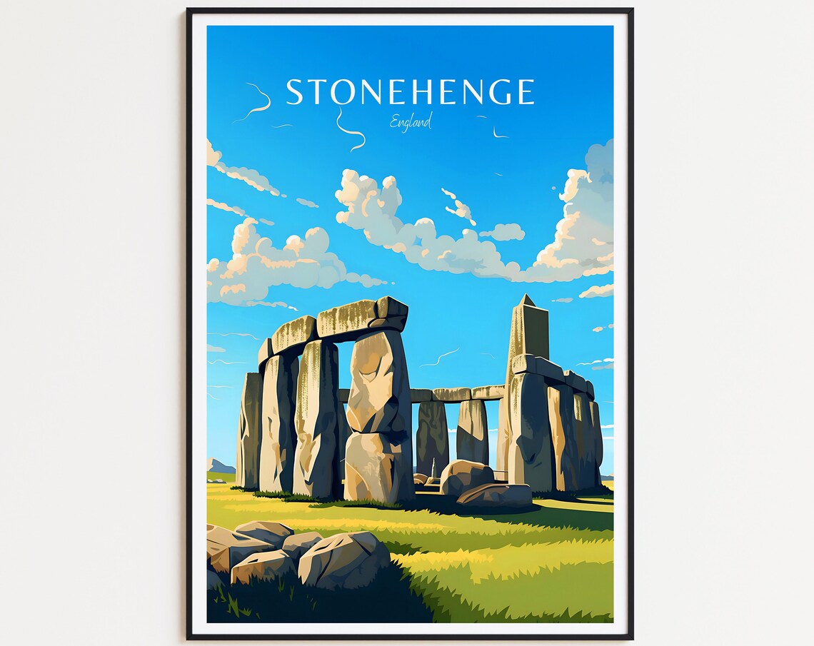 Stonehenge England Ancient Stones Blue Sky Historic Site Poster