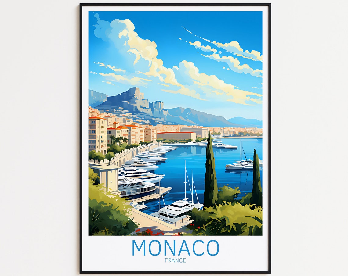 Monaco Travel Poster France Poster Monaco Vintage Poster Travel Poster Monaco Retro Poster Monaco Travel Gift Wall Art Art Print