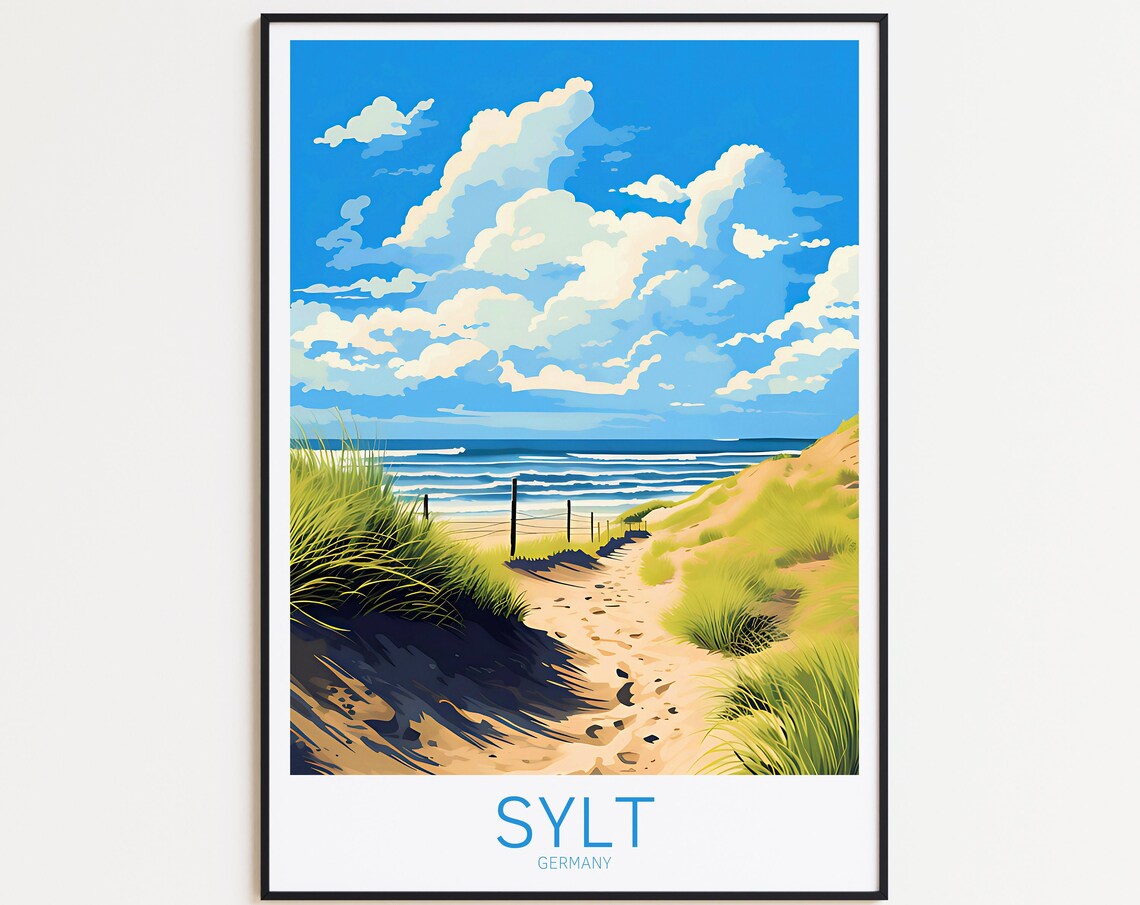 Sylt Vintage Travel Poster, Germany Beach Poster