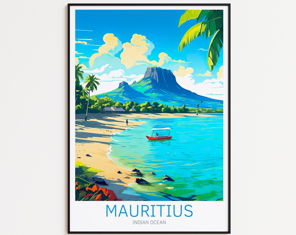 Mauritius Travel Poster, Africa Wall Art Print