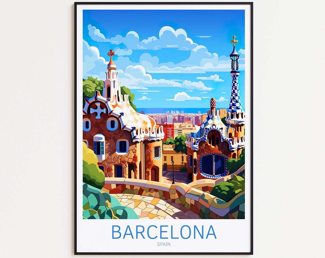 Barcelona Spain Travel Poster, European Wall Art