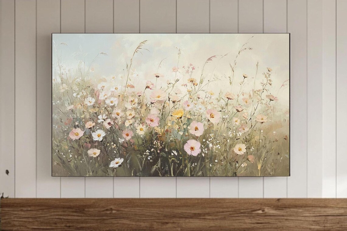 Summer Wildflowers Frame Tv Wall Art Field Of Flowers Samsung Screensaver Spring Country Farmhouse Cottage Vintage Style Background