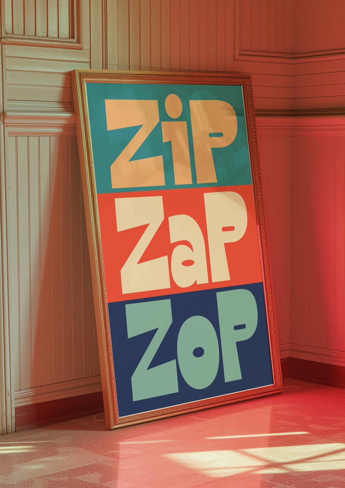 Zip Zap Zop Retro Color Block Bold Typography Improv Game Wall Art - Image 3