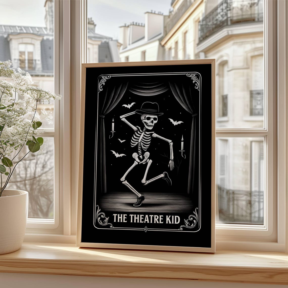 Funny Theatre Kid Tarot Card Wall Art Halloween Drama Classroom Decor Musical Actor Gift Spooky Dancing Skeleton Print - Image 2