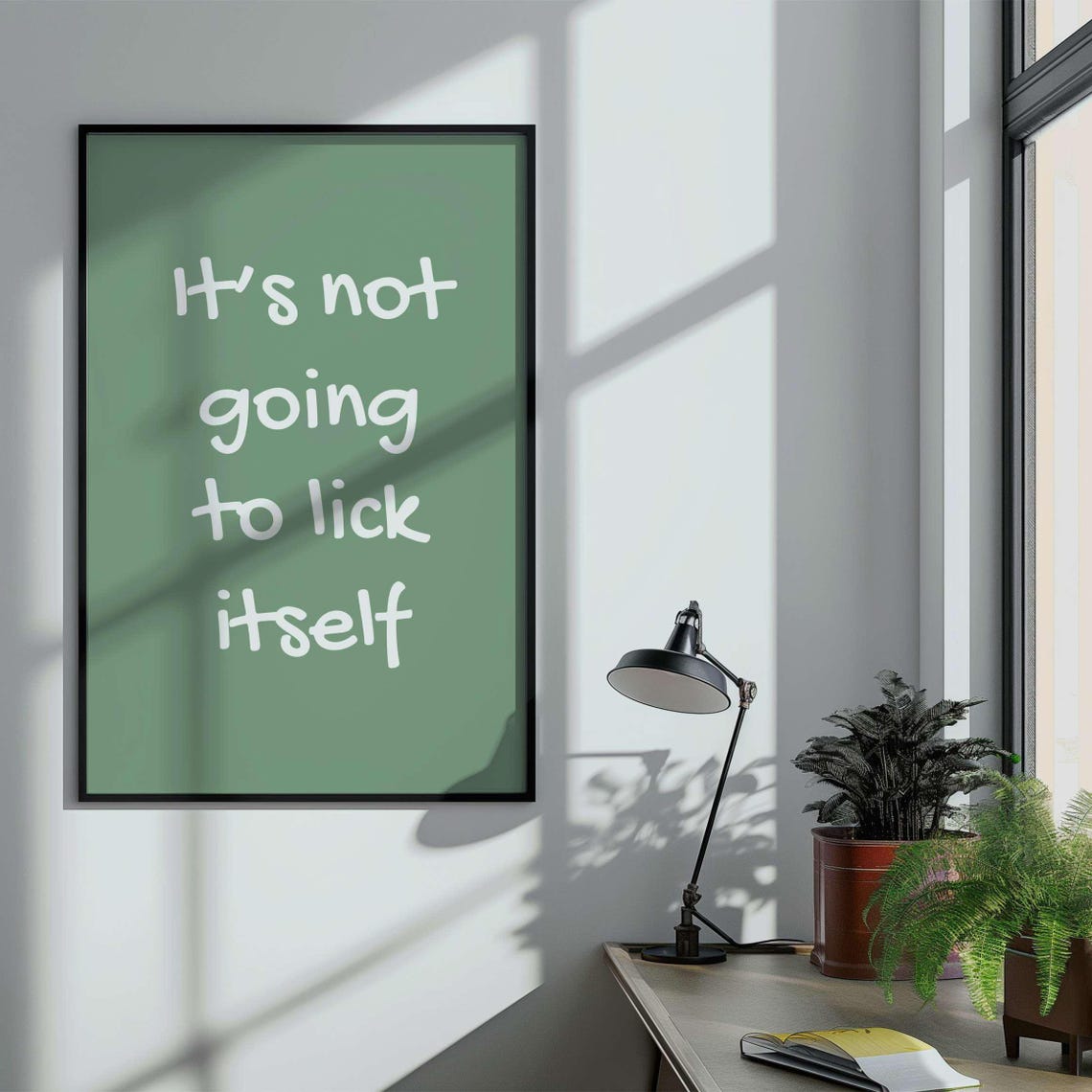 It Is Not Going to Lick Itself Navy Handwritten Sassy Poster - Image 4