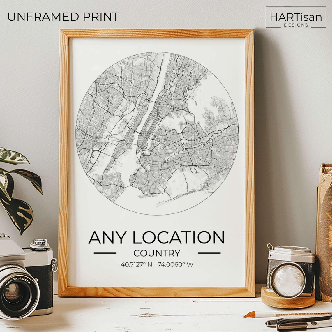 Any Location Custom Round City Street Map Personalized Gift Poster - Image 5