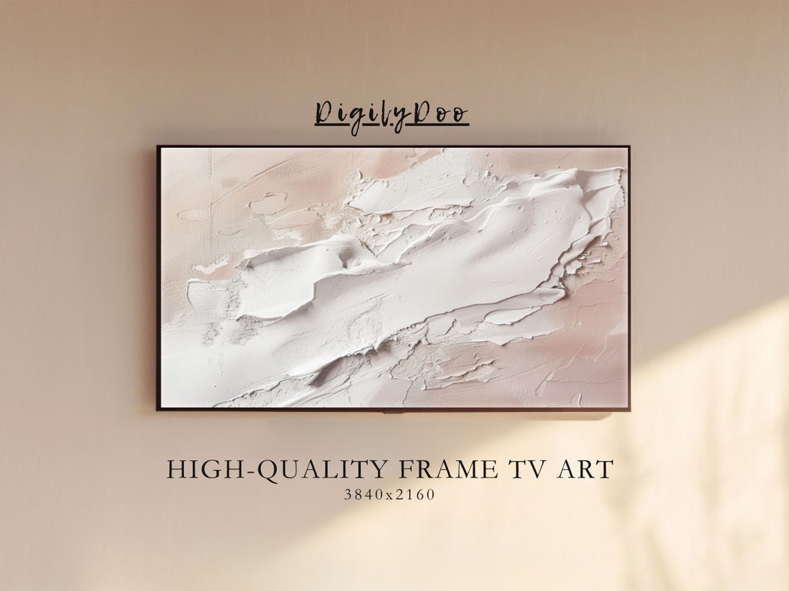 Abstract Modern Frame Tv Art Minimalist Textured Painting Neutral Wall Artwork Wabi Sabi Home Decor 3d