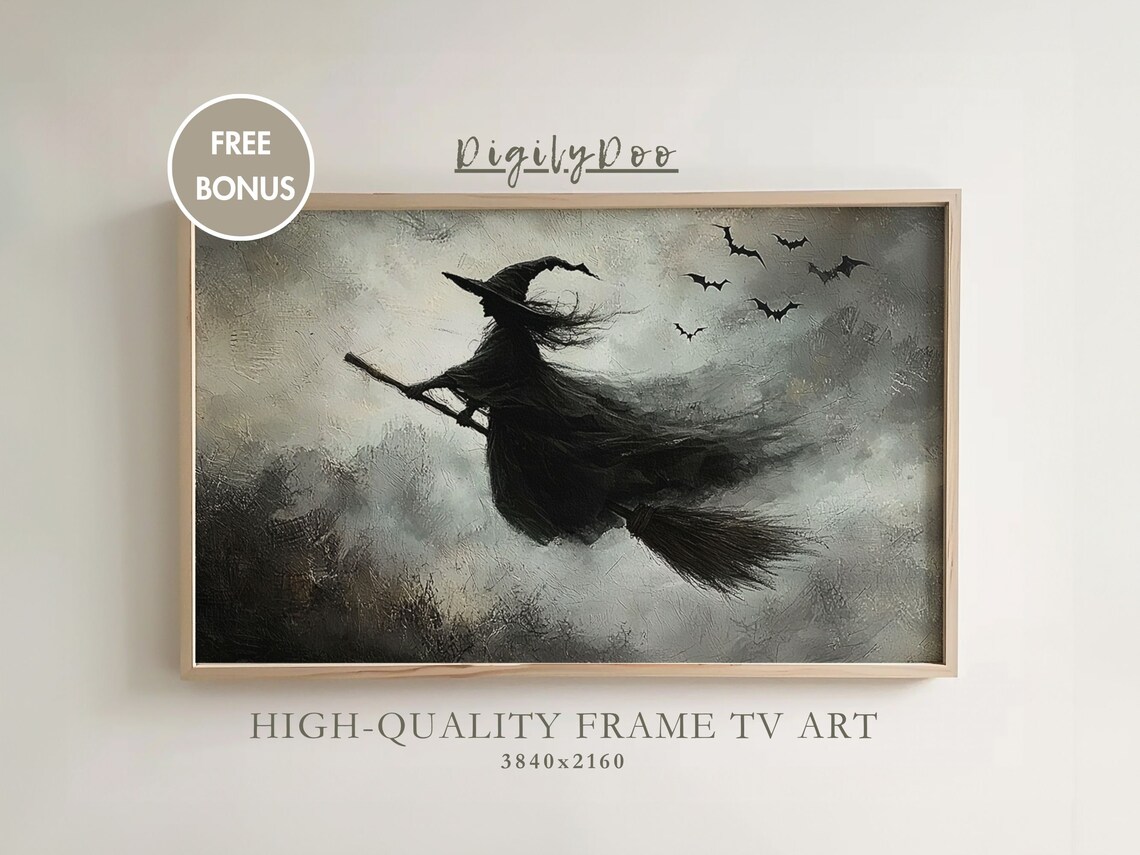 Halloween Vintage Witch Art Print, Dark Academia