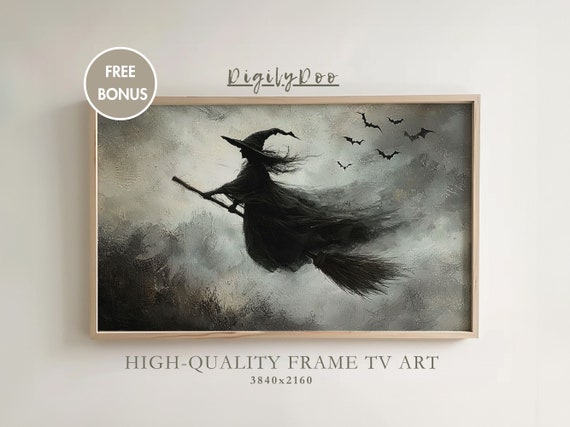 Halloween Vintage Witch Art Print, Dark Academia