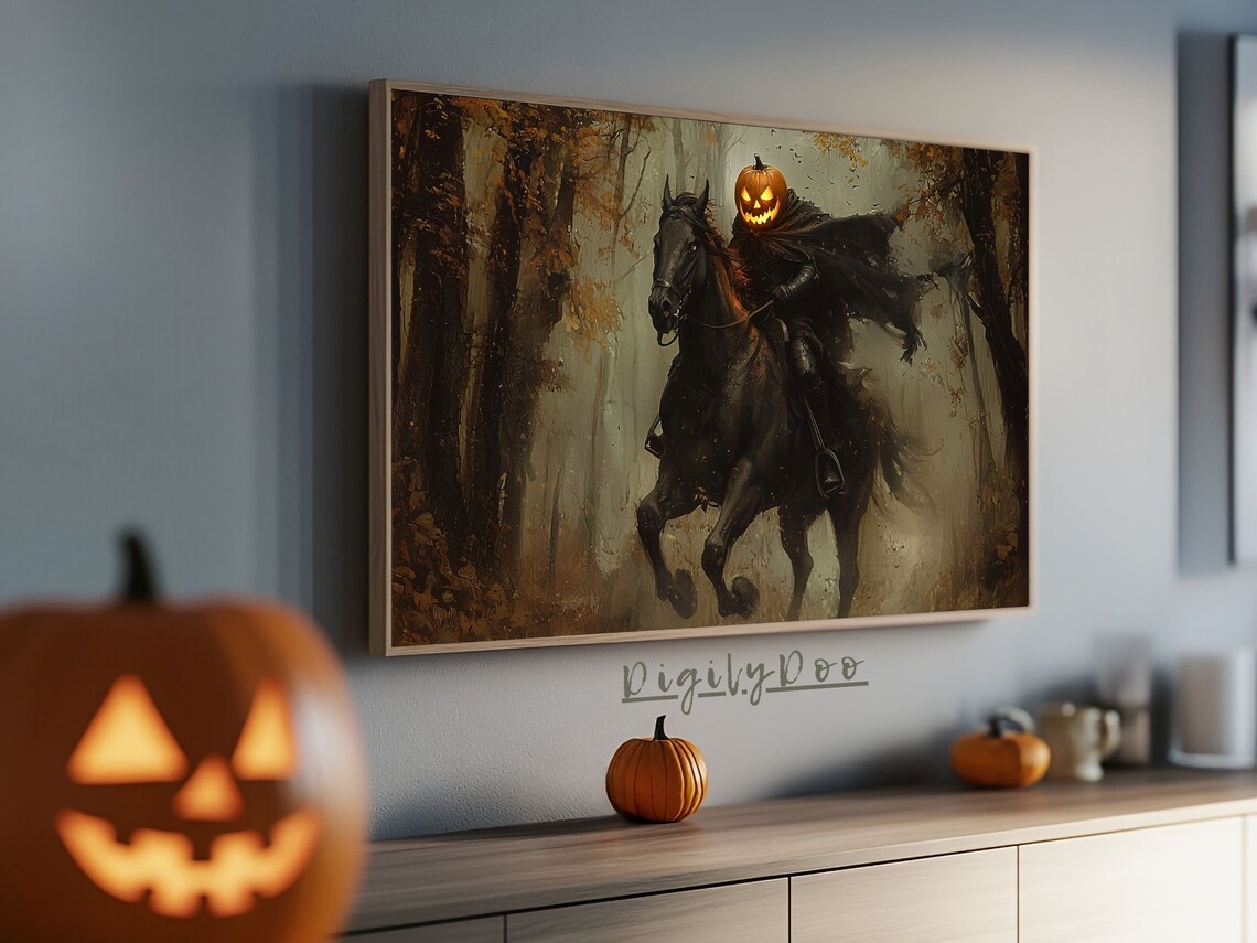 Halloween Headless Horseman Vintage Art Print - Image 3