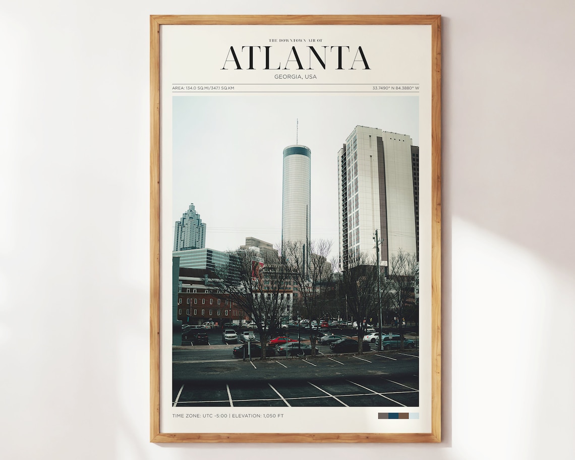 Downtown Atlanta Georgia Skyline Street View Cityscape Travel Poster