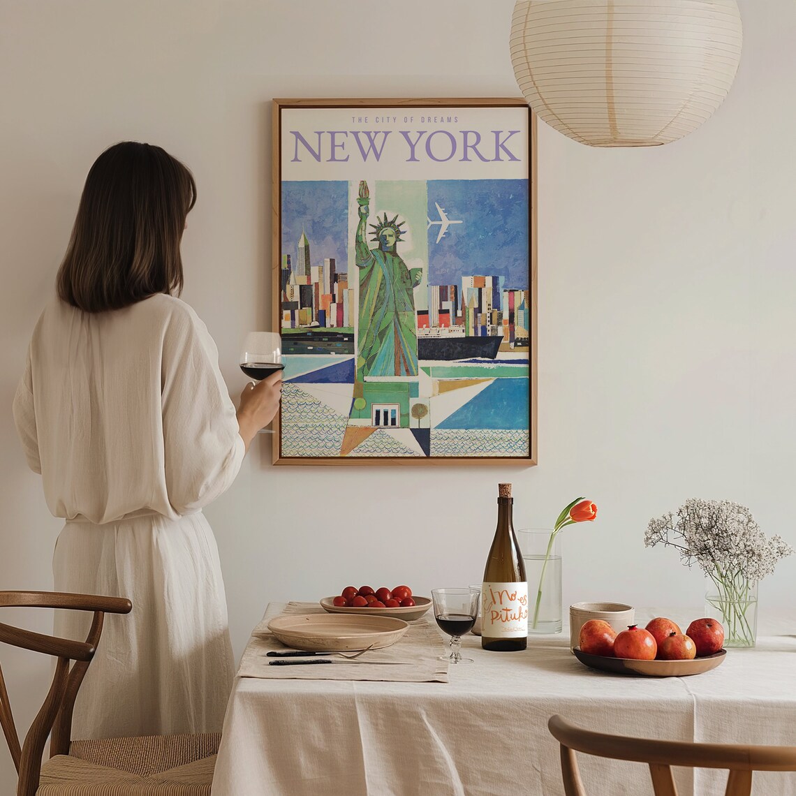 Travel Poster New York Poster State Of Liberty Vintage Print New York Wall Art For Living Room Large Modern Office Wall Art - Image 3