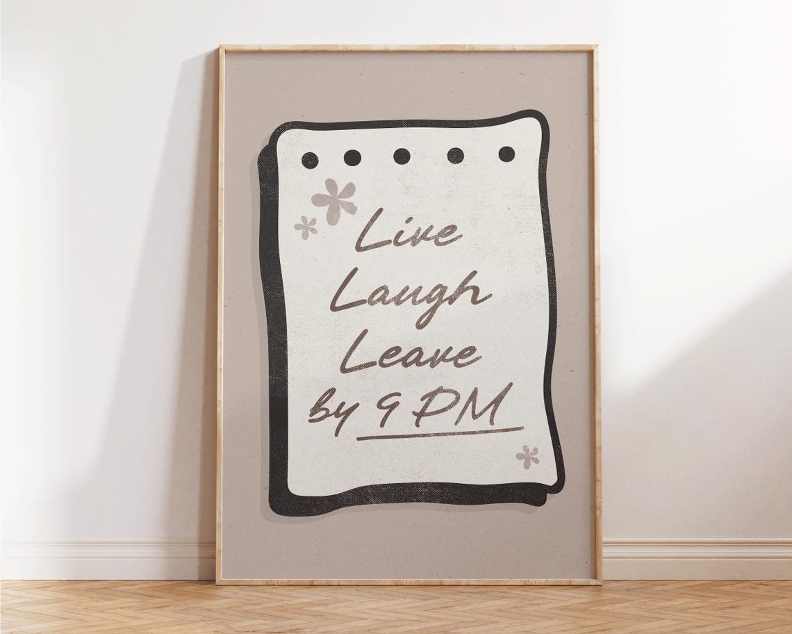 Live Laugh Leave By 9 PM Funny Homebody Introvert Retro Humor Poster - Image 2