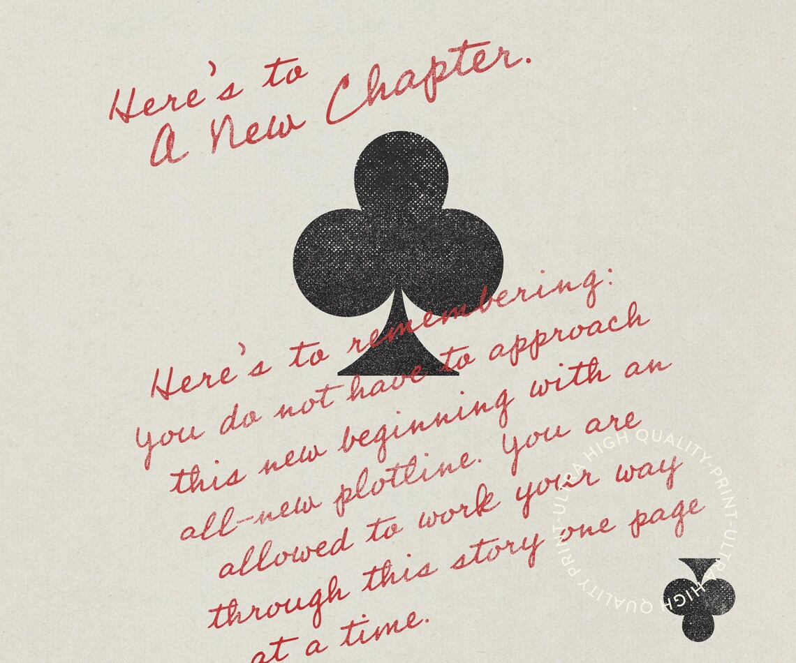 Heres To A New Chapter Black Ace Of Clubs Affirmation Wall Art Print Poster - Image 5