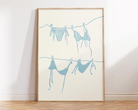 Bikini Wall Art Beach Club Print Cute Beach Wall Art Bikini Illustration Print Preppy Apartment Decor Cute Coastal Art Summer Decor