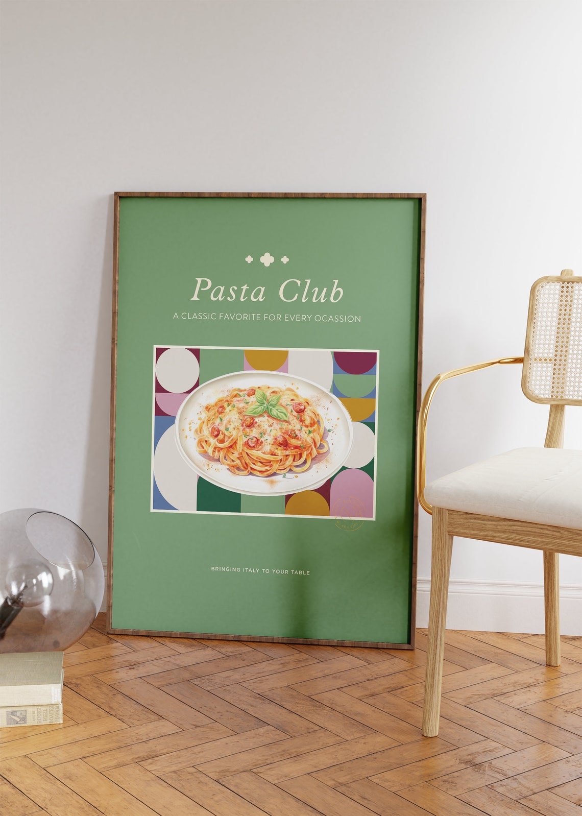 Green Pasta Club Spaghetti Plate Retro Italian Kitchen Wall Art Poster - Image 2
