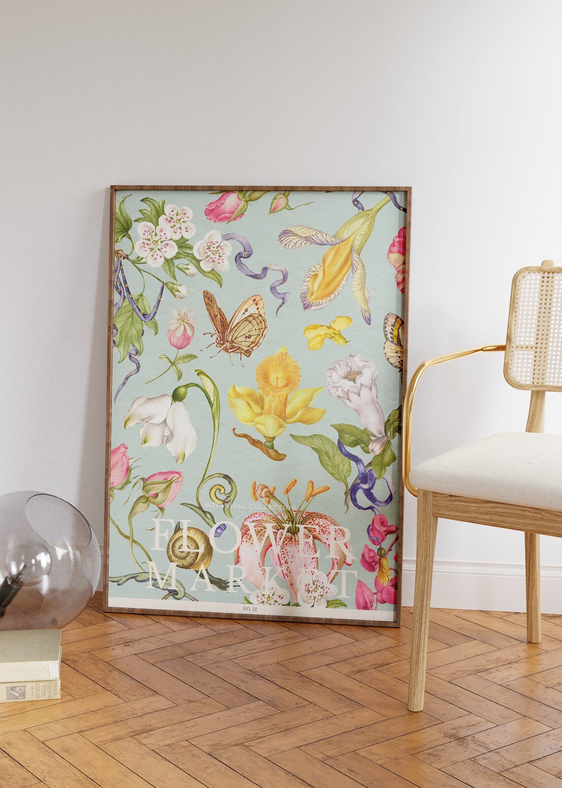 The Flower Market Posters Green Flower Wall Art For Living Room Vintage Blue Flower Market Print Botanical Prints Office Wall Art