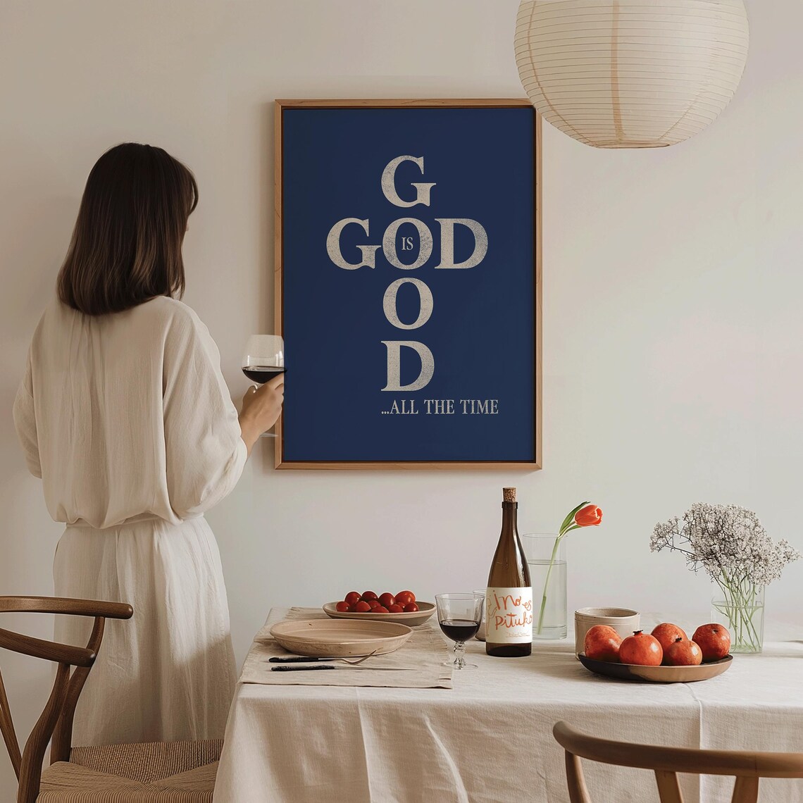 God is Good All the Time Navy Cross Typography Christian Faith Wall Art - Image 3