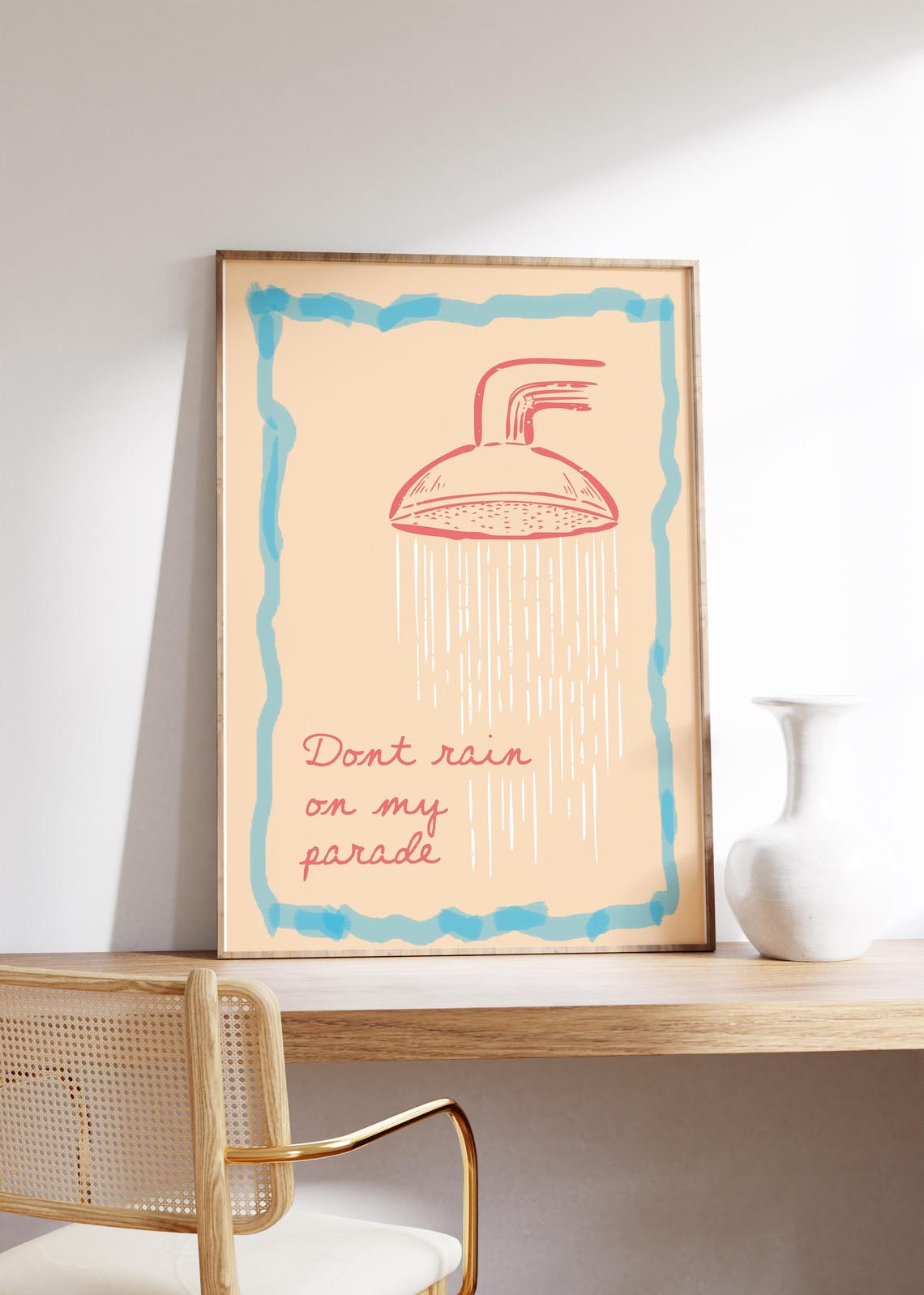 Dont Rain On My Parade Shower Head Illustration Retro Quote Poster