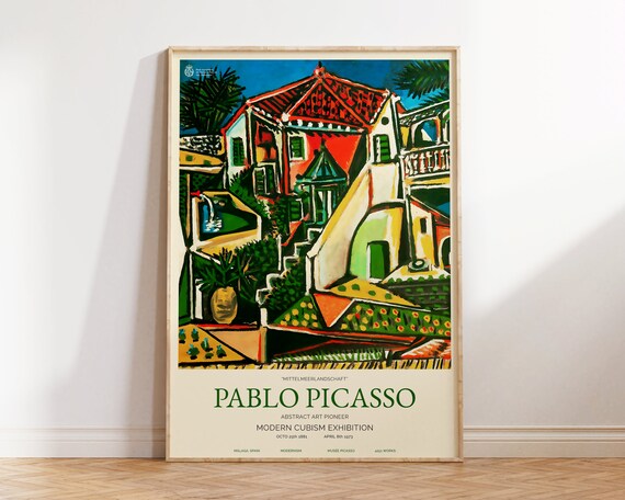 Pablo Picasso Mittelmeerlandschaft Cubist Villa Exhibition Museum Art Print