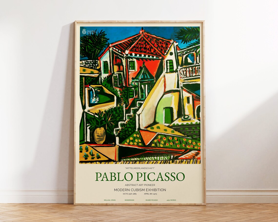 Pablo Picasso Mittelmeerlandschaft Cubist Villa Exhibition Museum Art Print