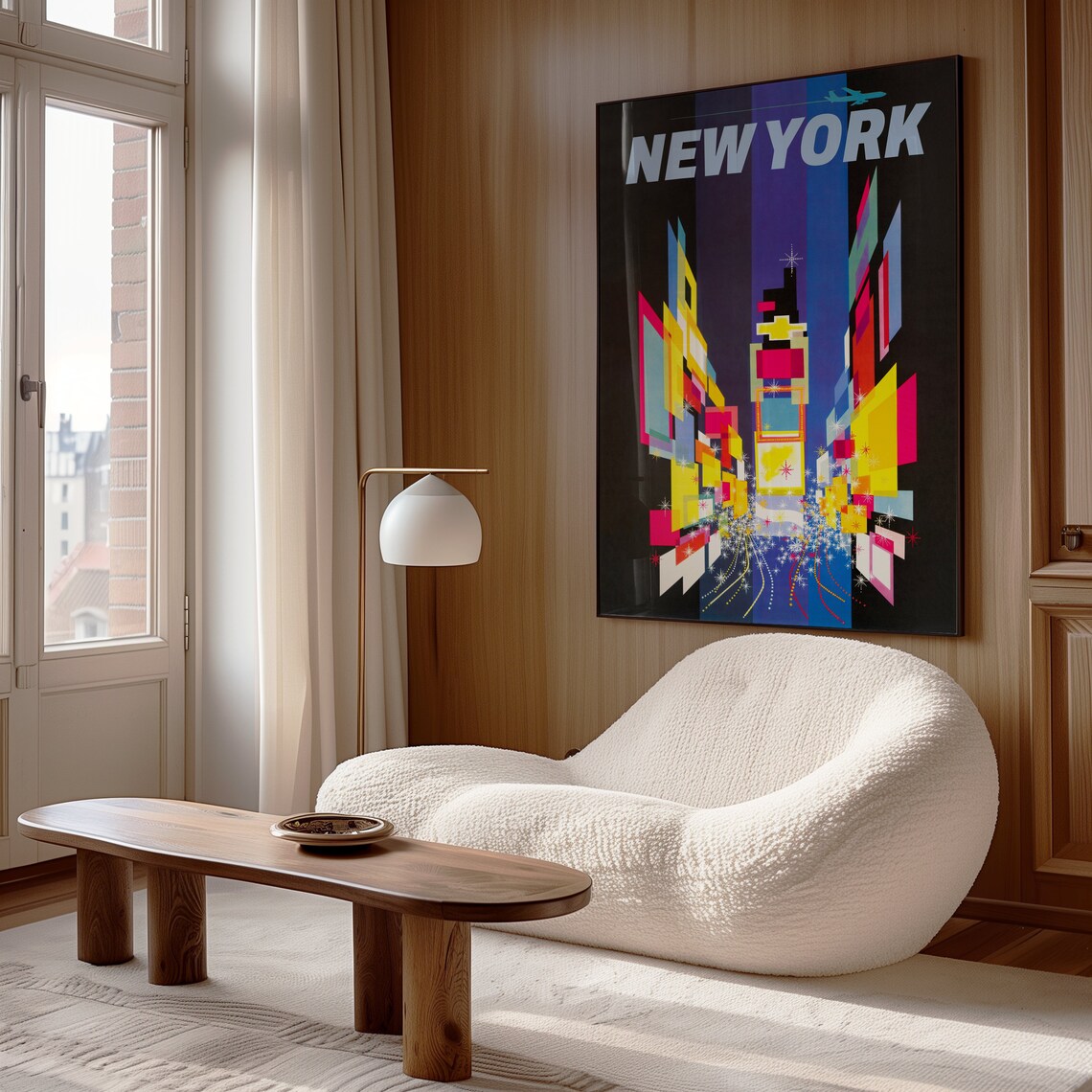 New York Times Square Night Neon Lights Geometric Travel Poster - Image 4