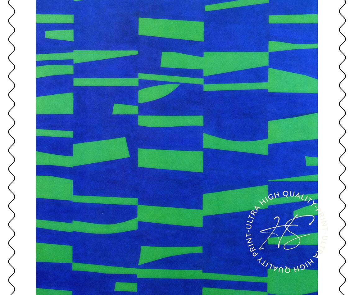 Ellsworth Kelly Meschers 1951 Blue Green Abstract Bar Stamp Art Poster - Image 5
