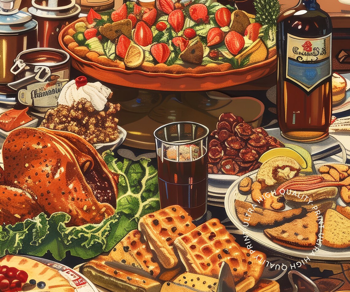 Canadian Food Feast Illustration Vintage Kitchen Wall Art Print Poster - Image 5