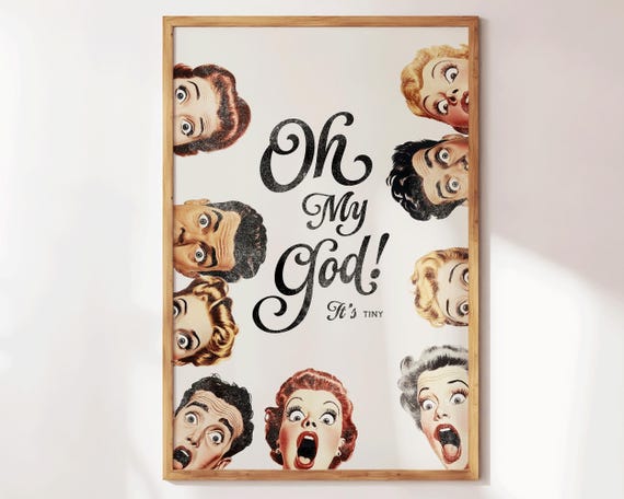 Oh My God Its Tiny Print Funny Bathroom Print Funny Bathroom Wall Art Cute Preppy Restroom Art Retro Bathroom Decor Gift For Him