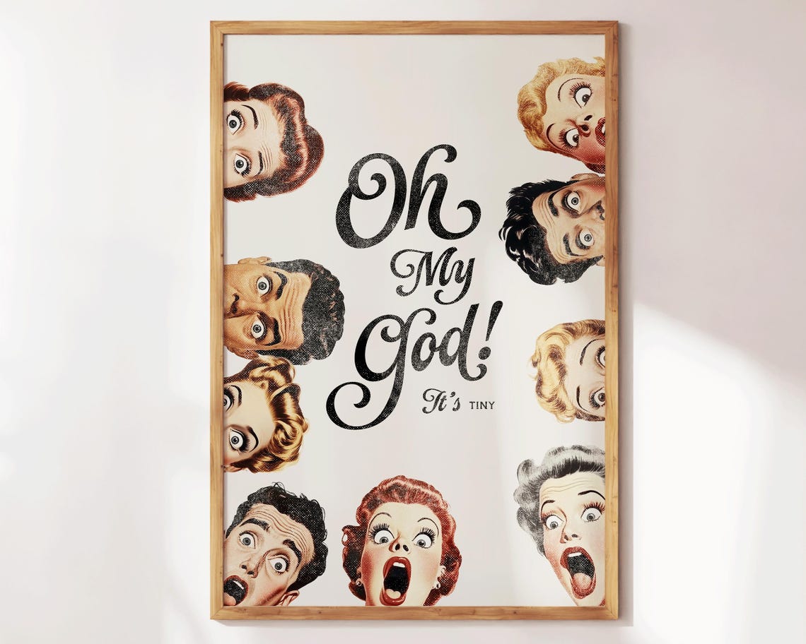 Oh My God Its Tiny Print Funny Bathroom Print Funny Bathroom Wall Art Cute Preppy Restroom Art Retro Bathroom Decor Gift For Him