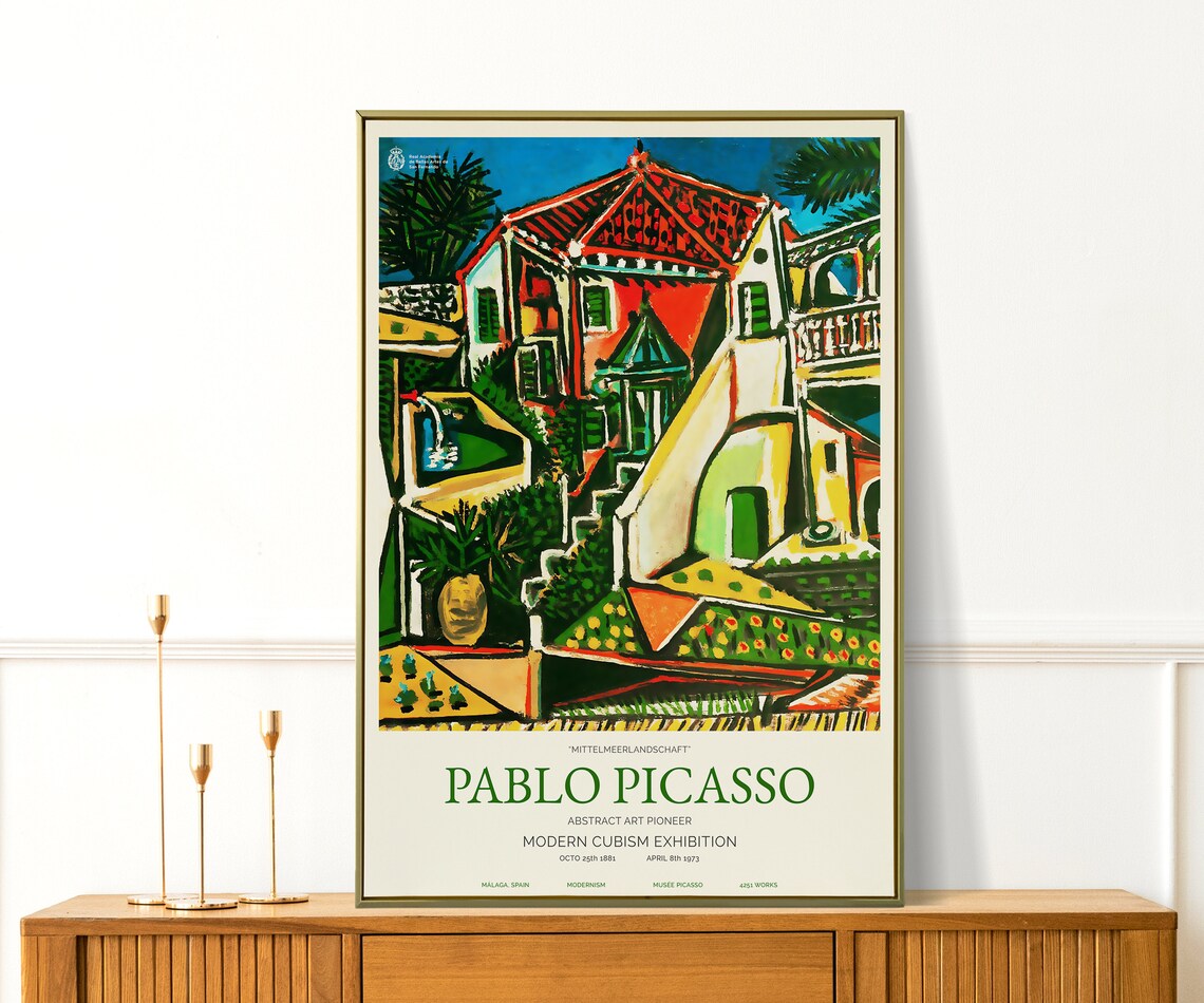 Pablo Picasso Mittelmeerlandschaft Cubist Villa Exhibition Museum Art Print - Image 3