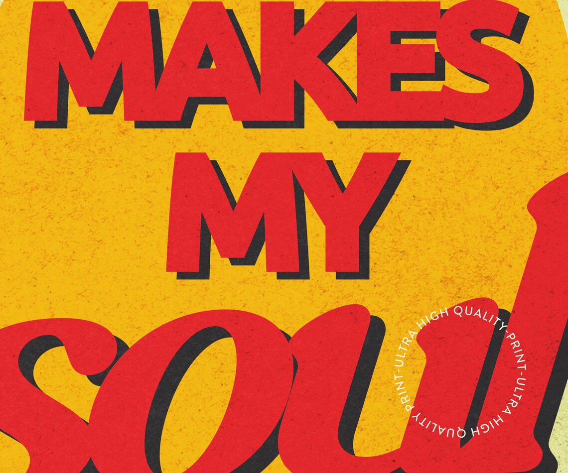 Music Makes My Soul Happy Red Retro Music Quote Wall Art Poster - Image 5