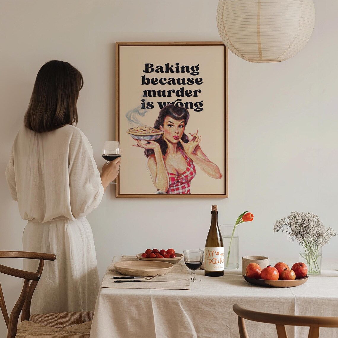 Baking Because Murder Is Wrong, Retro Kitchen Art Print - Image 3