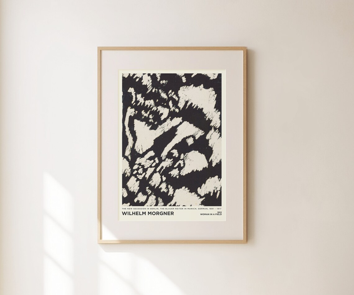 Wilhelm Morgner Woman In A Field 1912 Black White Woodcut Art Poster - Image 2